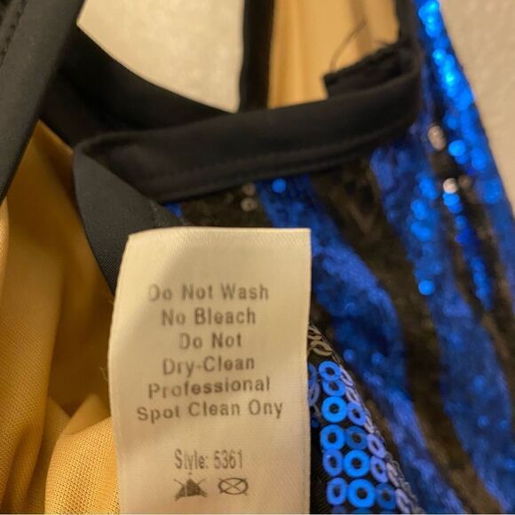 Weissman Dance costume black fringe flapper sequin blue 5361 Adult XLA - Picture 11 of 13